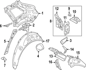 Audi 89a-809-249 Genuine Quarter Panel Reinforcement