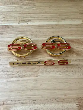 67c-16723-scpt Chevrolet 1962 Impala Super Sport 24k Gold Plated Quarter Panel Emblems And Trunk Emblem