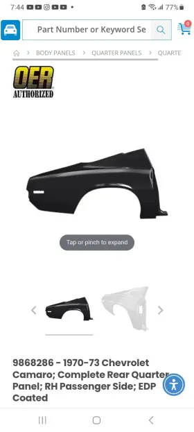 A10167-rh D&r Classic Automotive Camaro Quarter Panel Full 70-73 Rear Rh In Stock For Pickup Only