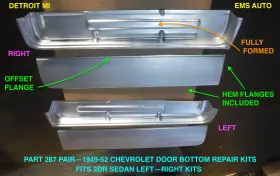 287pr Ems Automotive 1949 1950 1951 1952 Chevrolet 2dr Sedan #287pr Left Right Set Door Bottom Kit