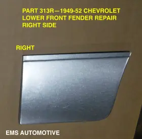 313r Ems Automotive 1949 1950 1951 1952. Chevrolet Lower Front Fender Repair #313r Right. Auto