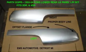 323pr Ems Automotive 1952 1953 1954 Ford Lower Rear 1/4 Panel #323pr. Left/right Set