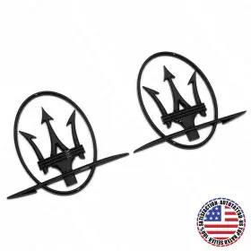 670005431 For Maserati Left Right Side Quarter Panel Rear Logo Badge Emblem Sport Gloss Black