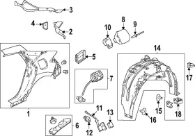 74592-t43-000 Honda Genuine Quarter Panel Splash Shield