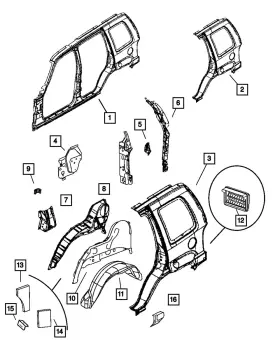 55177013ac Mopar Genuine Rear Wheelhouse Panel Left