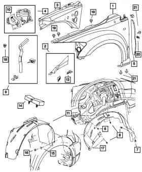 68002058ad Mopar Genuine Front Inner Wheelhouse Right