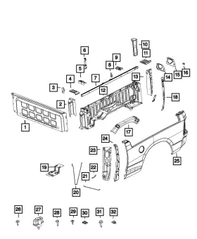 68054397ab Mopar Genuine Box Side Extension Left 68054397ab Mopar Genuine Box Side Extension Left
