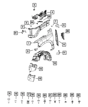 68275900ae Mopar Genuine Wheelhouse Shield Right