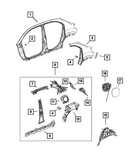 68285370aa Mopar Genuine Body Side Aperture Rear Reinforcement Left