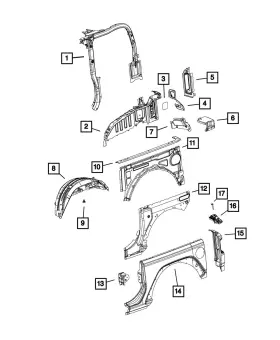 68302758ab Mopar Genuine Quarter Inner Reinforcement Right
