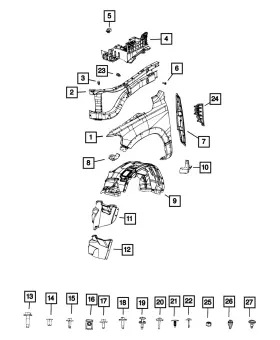 68443449ad Mopar Genuine Wheelhouse Shield Left