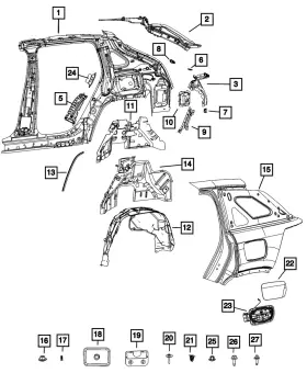 68589293aa Mopar Genuine Quarter Panel Extension Left