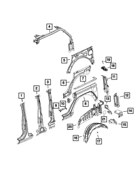 68601033aa Mopar Genuine Quarter Inner Panel Left