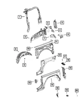 68602133aa Mopar Genuine Quarter Inner Panel Left