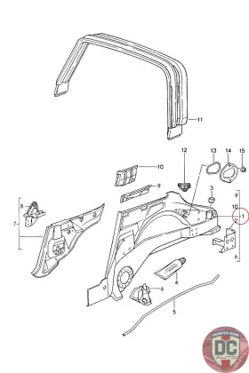 96450201840grv Porsche 1989-1994 911 964 Right Targa Wheel Housing