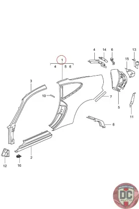 99650396100grv Porsche 1998-2004 911 996 Left Coupe C2 Quarter Panel