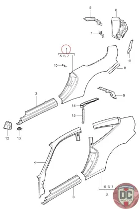 99650396103grv Porsche 99650396103 1998-2004 911 996 C2/4 Left Cabrio Quarter Panel