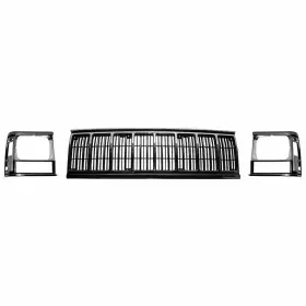 7859108k Sherman Grille And Headlamp Door Bezel Kit Chrome Black For 91-96 Jeep Cherokee