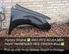 Factory Original 2007-2013 Acura Mdx Right Passenger Side Fender Black Used. Price: $189.00.