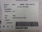 Mini 2003 Door Trim Panel, Front 232224-1 Used. Price: $190.00.