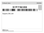 Genuine Bmw Support, Sill, Left 51-77-7-192-059 New. Price: $12.32.