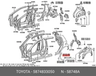 Original Protector, Quarter Panel, Rear Left, 5874833050 For Toyota 58748-33050 Neu. Price: $23.44.